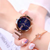 Fashion Women Rose Gold Watches Magent Buckle Starry Sky Creative minimalism Roman Numeral Hot Eleange Lady's Casual Watch Gift