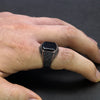 Turkey Jewelry Black Ring Men Light-weight 6g Real 925 Sterling Silver Mens Rings Natural Onyx Stone Vintage Cool Fashion