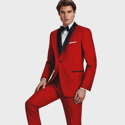 Custom Made Groomsmen Hot Pink Groom Tuxedos Shawl Black Lapel Men Suits Wedding Best Man Blazer ( Jacket+Pants+Vest+Tie ) C471