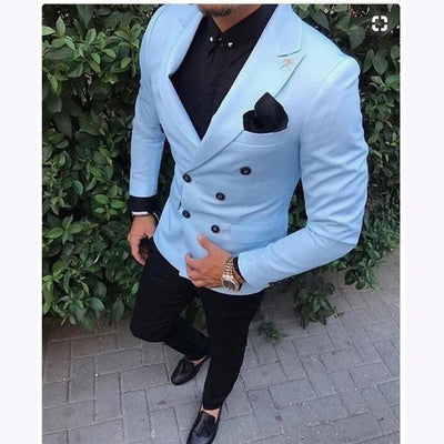 Groomsmen Groom Tuxedos Navy Blue Men Suits Peak Lapel Best Man Wedding 2 pieces Bridegroom ( Jacket+Pants+Tie ) C552