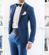 Brand New GroomsmenOne Button Groom Tuxedos Peak Navy Blue Lapel Men Suits Wedding Best Man Blazer ( Jacket+Pants+Tie) C334