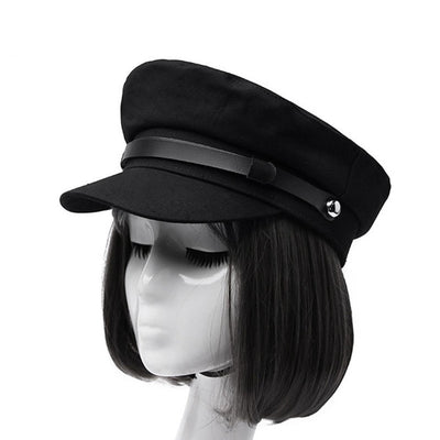 Black Military Caps Fashion Hats for Women Flat Hats Army Salior Military Hat Z-6704