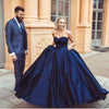sunny New navy blue sweetheart ball gowns satin wedding dresses 2019 Bridal Gown Vestido de Noiva