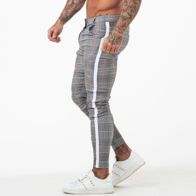 Mens Chinos Slim Fit 2019 Men Skinny Chino Pants Super Comfy Stretch Pants For Men Plaid Design Side Stripe