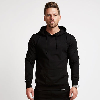 Men Brand Solid Color Hoodies Fashion Casual Gyms Fitness Hooded Jacket Male Cotton