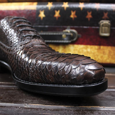 Dark Brown Snake Skin Oxfords Italian Custom Goodyear Welted Python Shoes Boss Business Brogue Shoes Social Suits 45 46