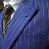 GEEKI European and American Gentleman Sky Blue Double-breasted Men's Suits British Business Dress Striped Suit Blazer 365wt43