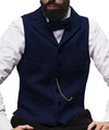 Mens Suit Vest Lapel V Neck Wool Herringbone Casual Formal Business Vest Waistcoat Groomman For Wedding Green/Burgundy/Brown