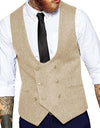 Mens Slim Business Brown Waistcoat Champagne Wool Herringbone Tweed Suit Vests Custom Made Sleeveless Suit Jacket For Wedding