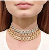 three color Statement Cuban Link Chain Choker Necklace adjust Women Wedding Bijoux Wholesale