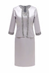 Three Quarters Sleeve Satin Formal Short Mother Of the Bride Dress With Jacket For Wedding Party Vestido De Festa SLM-M07