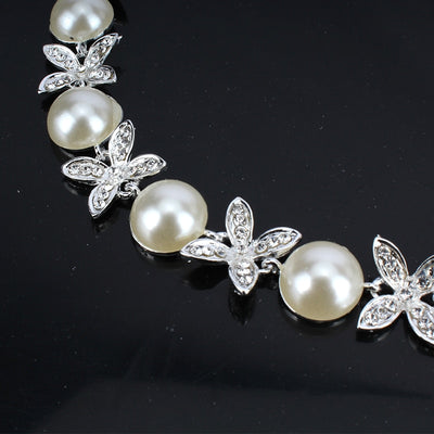 Women's Wedding Jewelry Silver Color Necklace Fashion Imitation Pearl Girl Necklace Jewelry Crystal Chokers Necklace