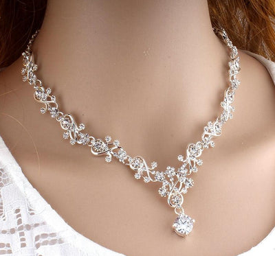 Women's Necklace Silver Color Fashion Wedding Bride Bridesmaid Chokers Necklace Jewelry Round Crystal Necklace new