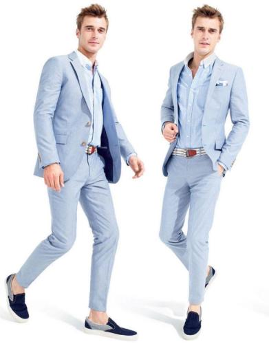Men Morning Suits 2017 Tailcoat Groom Wedding Tuxedos Light Blue Yong Men Daily Work Wear Blazer Pants(Jacket+Pants+Tie)