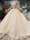 Wedding Dresses Full Sleeves Beaded Sequined Ball Gown Chapel Train Long Lace up Bridal Gowns Luxury Customize
