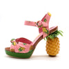 Pineapple Printed Strange Heels Woman Shoes Summer Peep Toe Platform High Heel Sandals Ankle Strap Party Dress Shoes New