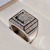 Gold Bling Hip Hop Big Rectangle Band Rings for Man Fashion Silver Party Jewelry Best Gift Silver 2019