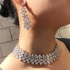 top new clear white stone cubic zirconia micro pave setting wedding choker with earring for women gift