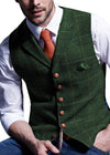 Mens Suit Vest Notched Plaid Wool Herringbone Tweed Waistcoat Casual Formal Business Groomman For Wedding Green/Black/Green/Grey free shipping 5-10 days