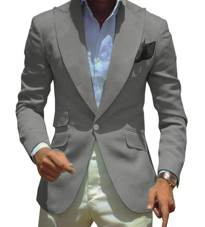 Men Formal Suit Slim Fit Casual One Piece One Button Business Groomsmen Grey Green Champagne Lapel Tuxedos for Wedding Blazer