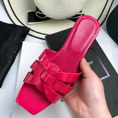 Summer Real Leather Low heels Shoes Chic Women Slippers Beach Shoes
