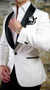 Groomsmen Navy Blue with White Stripe Groom Tuxedos Peak Lapel Men Suits 2 Pieces Wedding Best Man ( Jacket+Pants+Tie ) C610