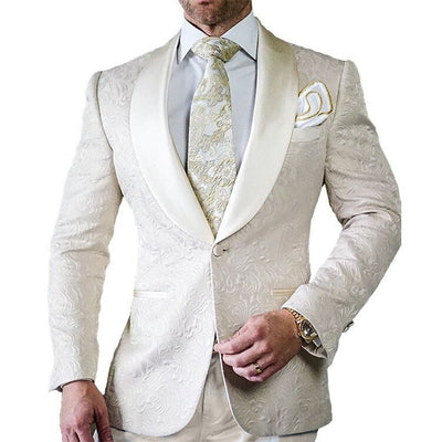 Groomsmen Navy Blue with White Stripe Groom Tuxedos Peak Lapel Men Suits 2 Pieces Wedding Best Man ( Jacket+Pants+Tie ) C610