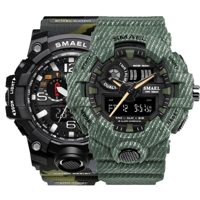 L men's Sports watch Set Camo waterproof bestgift digital watches for male 1545B 8001 double LED auto outdoor watches MenSet